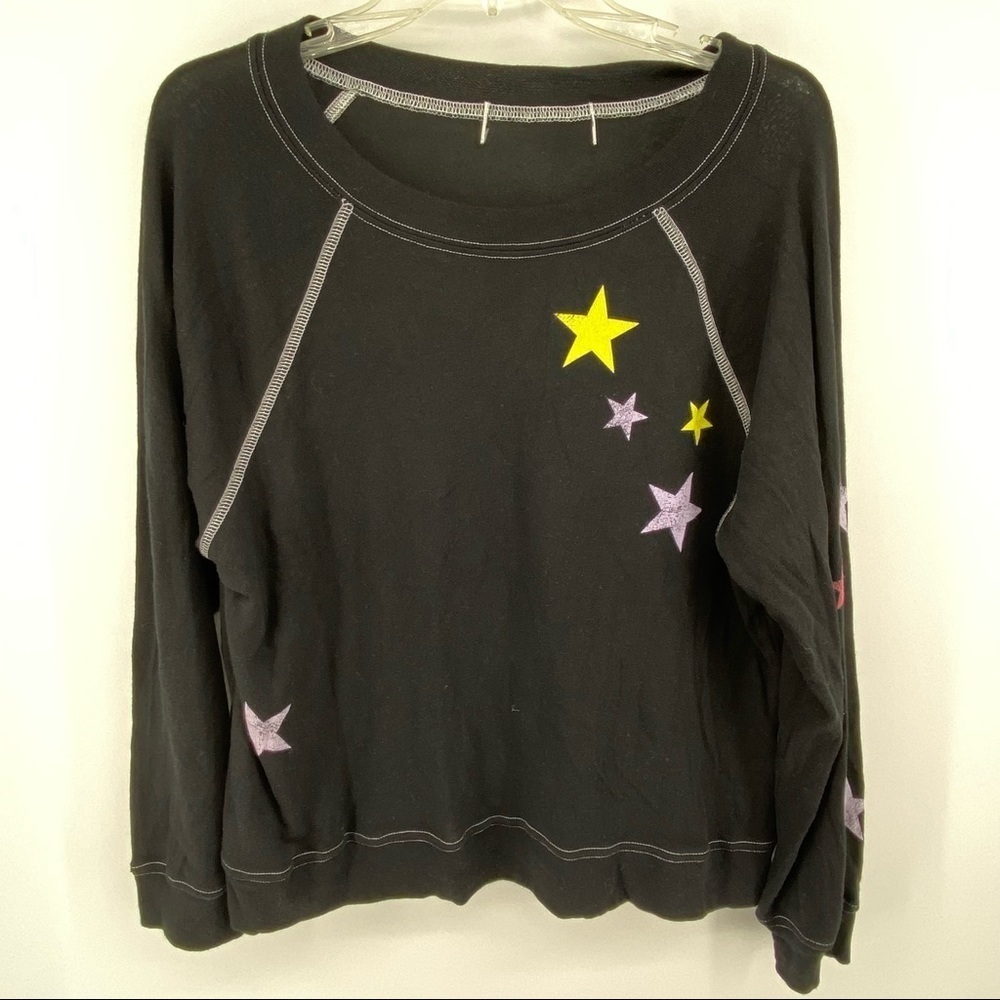 Wildfox Sz Small Blk Lounge Star Sweatshirt
